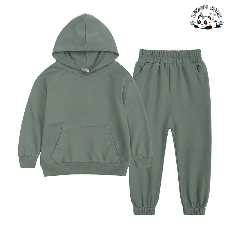LEZONKIDS - Custom Kids Cotton Graphic Printing Children's Fall Winter Hoodie Set Girls Sportswear Set